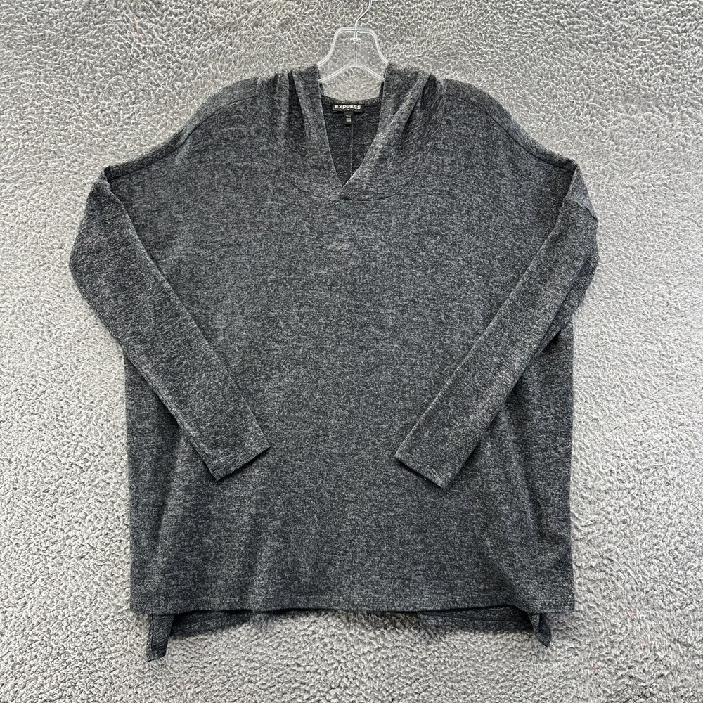 Express Shirt Women's XS Gray Oversized Hooded Long Sleeve Shirt Ladies Size XS